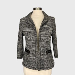 Drew Womens Open Front Cardigan Sweater Moto Zip Detail Black White size Medium